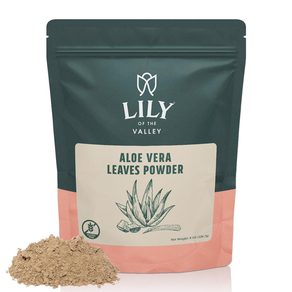 バレーアロエベラパウダーのLILY - アロエバーバデンシス - 髪と顔のマスクに最適 - シェイクス&スムージーに最適です - ナチュラル、ビーガン&グルテンフリー(8oz、226g) - パッケージ5月Vary