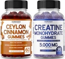 Ceylon Cinnamon (60 Count) - Berberine & Ginseng for Digestion Overall Wellness Support and Creatine Monohydrate (90 Gummies) Delicious Blue Raspberry Chews Flavored Supplement - Non GMO & Made in USA
