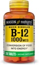 MASON NATURAL B12 1000 mcg Quick Dissolve Tablets for Healthy Conversion of Food into Energy, 200 Day Supply