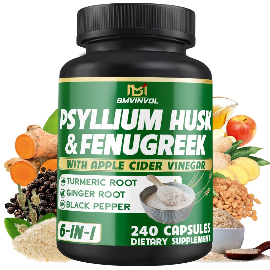 Fenugreek、Apple Cider Vinegar、Turmeric、ジンジャー、ブラックペッパー - 消化の健康サポート - 240カプセル