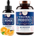 WINDSOR BOTANICALS腟のプロバイオティクスおよび液体の鉄の補足の女性の健康サポート バンドル