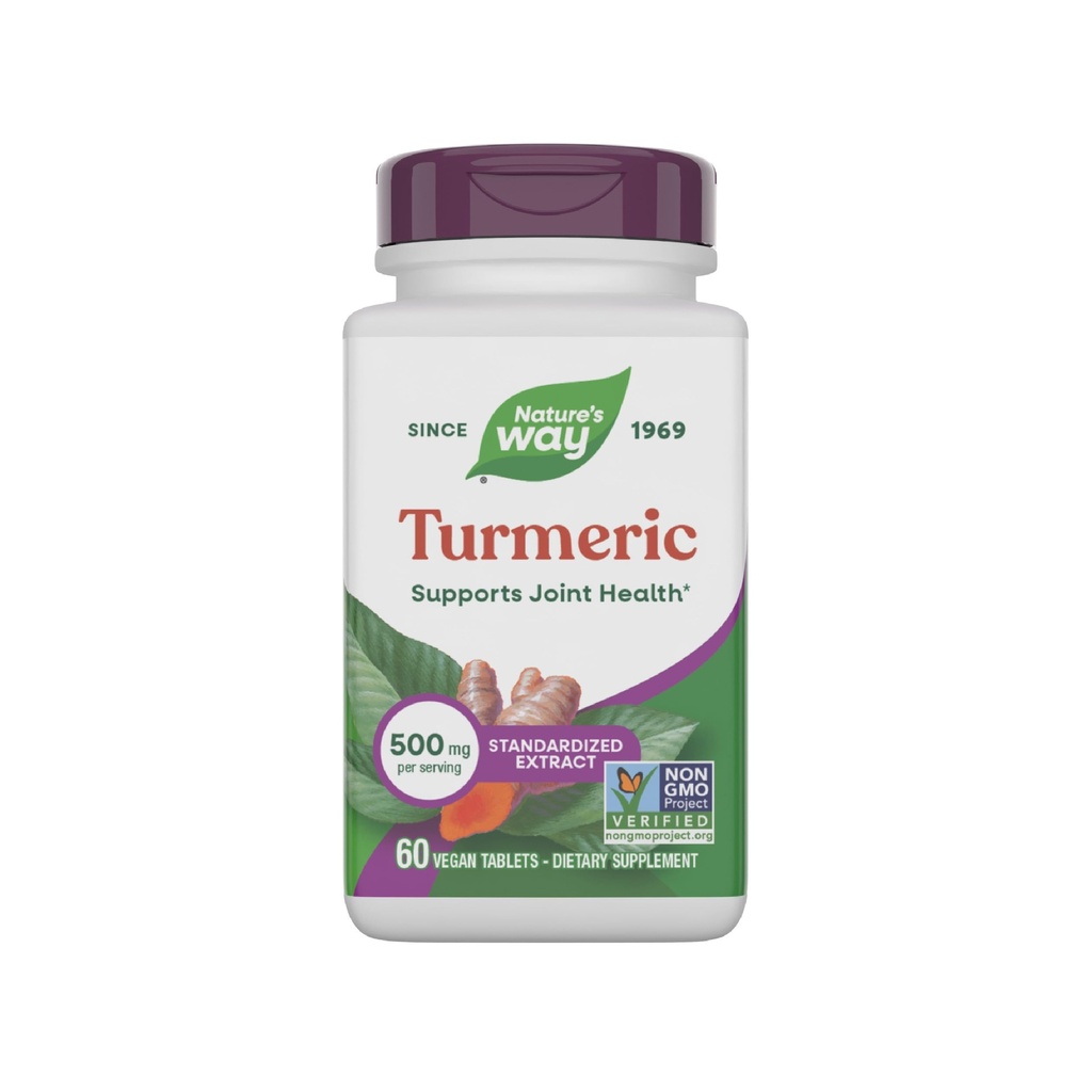 Nature's Way Turmeric, Premium Extract, 共同健康をサポート*, に標準化 95% Curcuminoids, 500 mg のサービング, 非GMOプロジェクト検証サプリメント, 60 錠 (パッケージ 5 月 Vary)