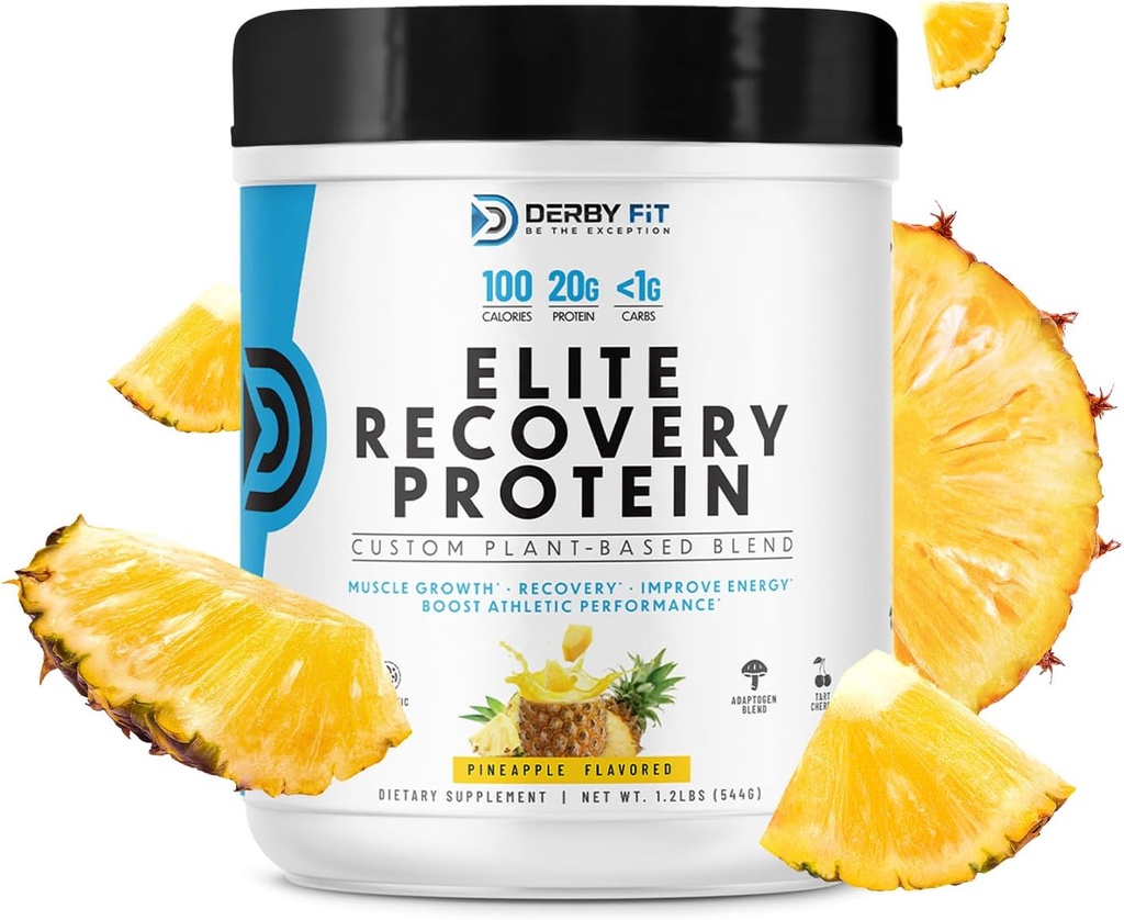 Derby Fit Elite Recovery Protein Clean, Low Carb Recovery Protein Powder for Women & Men - Gluten Free, Vegan, Dairy Free, Pineapple Delight - 20 Servings (Pack of 1)