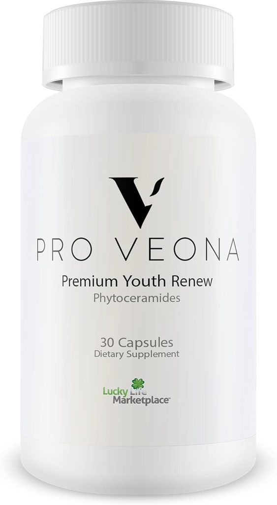 Pro Veona Phytoceramides - エッセンシャルビタミンでプレミアムフィトセラミドサプリメント - 健康な肌を見えるサポート - 乾燥肌を軽減し、水分補給を改善するのに役立ちます - コラーゲンの生産を促進