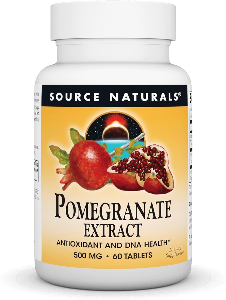 源のNaturals Pomegranateのエキス500mg完全な全フルーツのEllagicの酸の酸化防止剤及び繊維は- 60のタブレット加えました