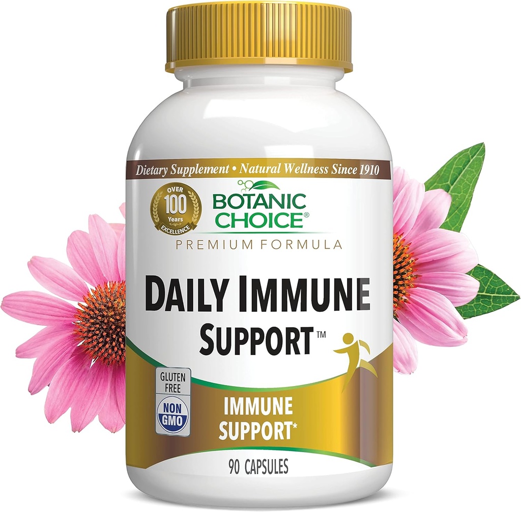 Botanic Choice Daily Immune Support - with Vitamin C, Elderberry, and Zinc for Adults - 90 Capsules