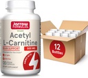 JarrowフォーミュラアセチルL-カルニチン500mg、サプリメント、脳の健康と抗酸化剤のためのアミノ酸サポート、120ベジギーカプセル、120デイサプライ(12パック)