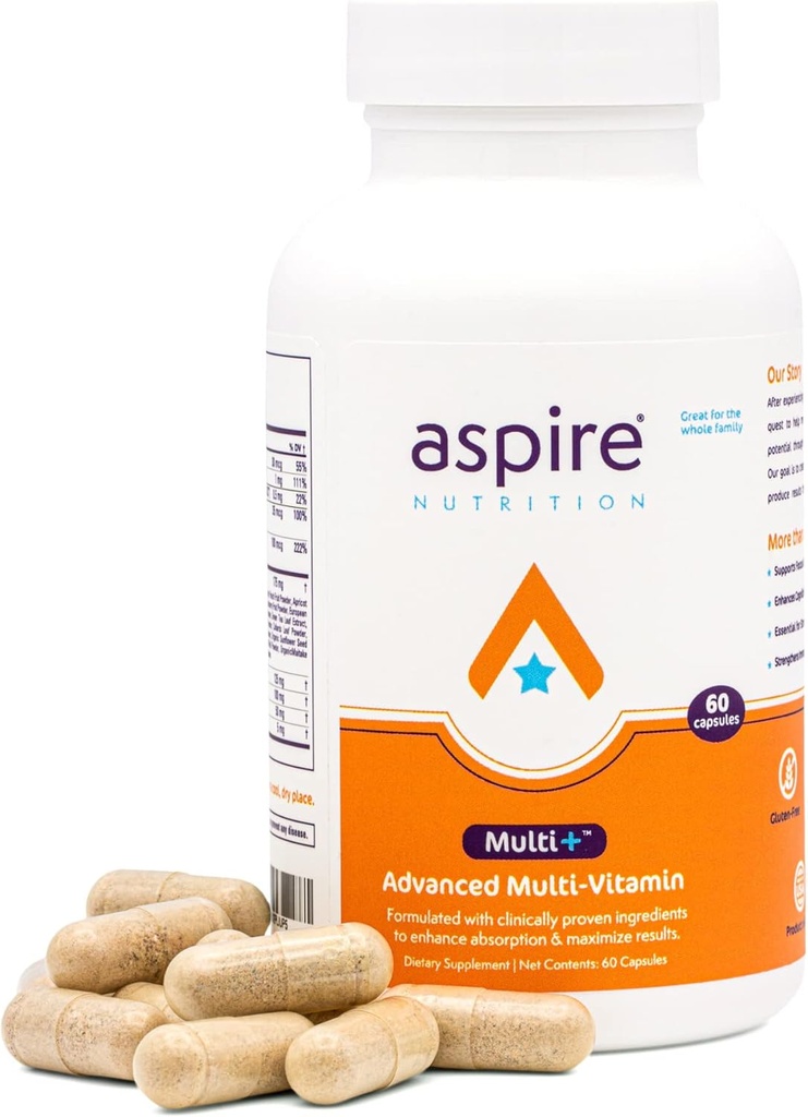 男性、女性および子供のためのAspire Multi+TMの高度のMultivitamin -焦点、注意、記憶、気分のための最もよい補足。 より吸収性栄養素、ミネラルおよびビタミン - すべての自然