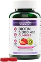 NatureWiseビオチンガミー - ヘルシーな髪、皮膚、強力な爪をサポート - ビタミンB7 5000mcg - ナチュラルビューティー - イチゴキウイ味 - ビーガン、非GMO、グルテンフリー - 60カウント[30日の供給]