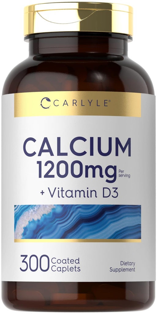 ビタミンD3配合のカルチウム1200mg | 300カプレット | ノンGMO、グルテンフリー、ベジタリアン