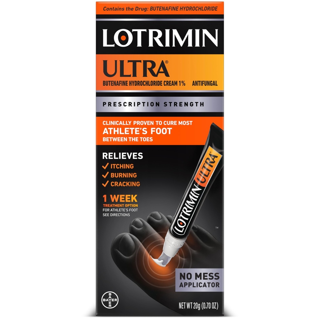 接触のアプリケーター、1週の運動選手のフィートの処置のクリーム無しのlotrimin Ultra。 規定の強さのブテナフィンの塩酸塩1%は、つま先、Antifungal、0.7 oz (20グラム)間のAthleteのフィートを治します