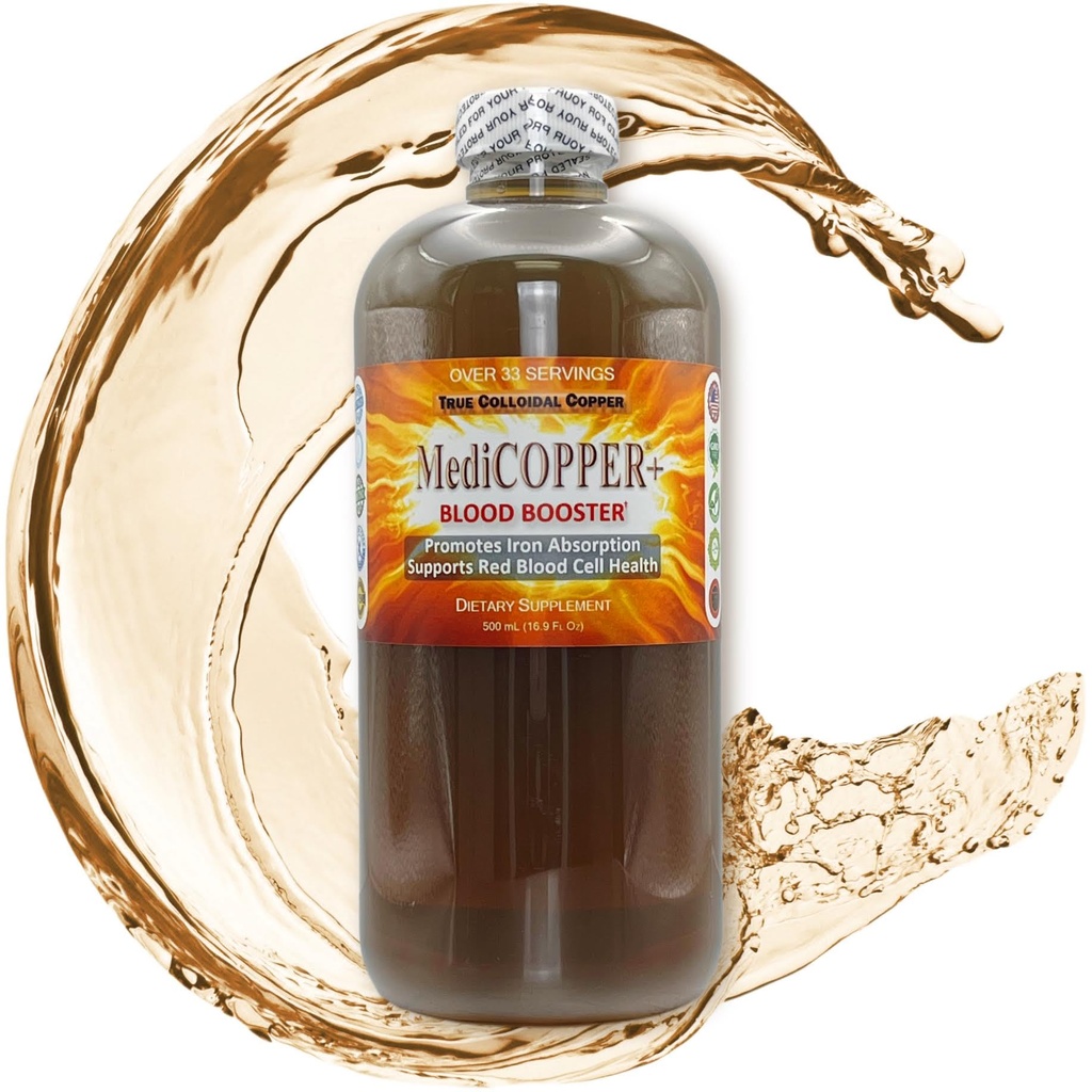 MediCOPPER®プラス血液ブースター真のコロイド銅CuNP栄養補助食品 - 明確なプラスチックボトルの500 mL