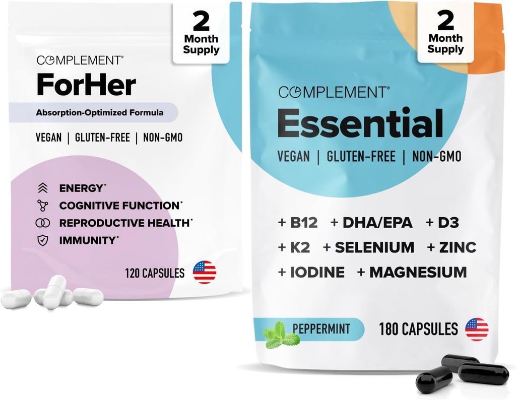 補完 ForHer エッセンシャル Multivitamin バンドル システム (60 サービング) 女性のためのホルモン バランス, 長寿, エネルギー, 免疫と脳の健康