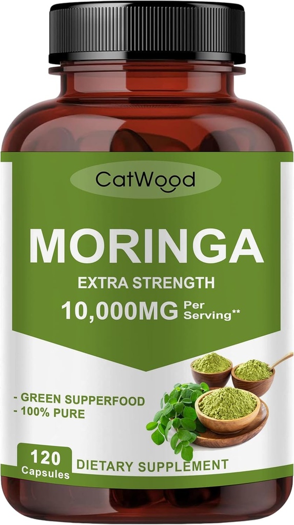 Moringa の補足 サービング、100% の Moringa の粉の有機性、Moringa の葉のエキスの粉、Moringa のカプセルの有機性、非 GMO、グルテンフリー、120 カプセル