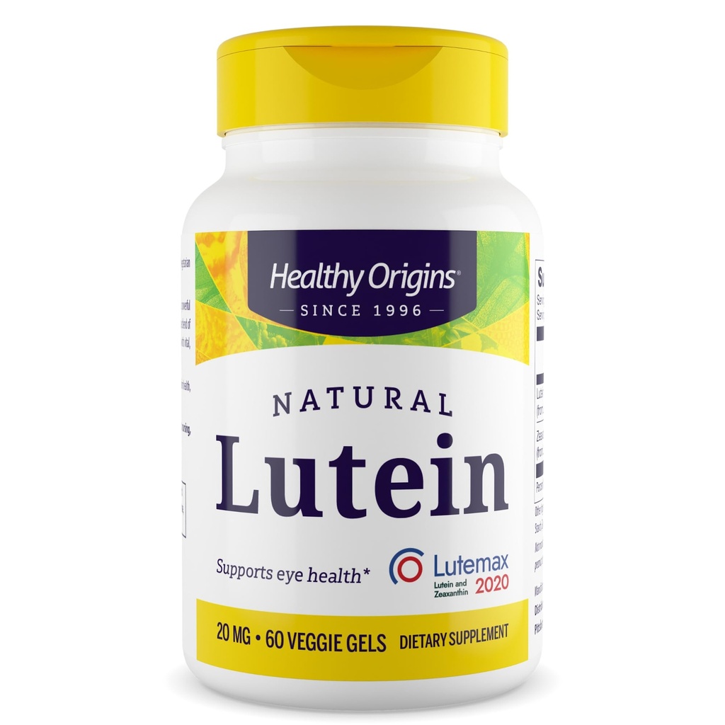 健康な起源 ルテイン 20 mg (ゼアキサンチン、非GMO、ビーガン、目サポート付きルテマックス 2020), 60 ベジゲルゲル