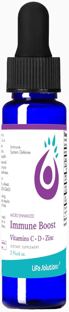 ライフソリューション液体免疫ブースター - VIT d3大人とビタミンCと亜鉛の免疫サポートサプリメント - 大人のための免疫サポートと免疫ブースター - 2 fl ozドロッパー