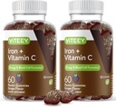 VITEEYの鉄のグミ - ビタミンCの鉄 - エネルギー、女性のためのボイド サポートと貧血のサプリメント - ビーガン、グルテンフリー - 120カウント