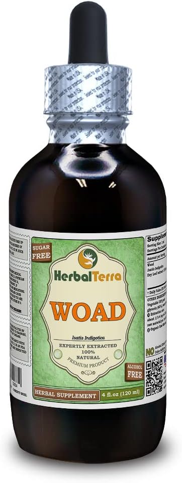 Woad(イサティインディゴチカ)グリセライト、乾燥葉アルコールフリー液体抽出物(ブランド名:HerbalTerra、米国製)4 fl.oz(120 ml)