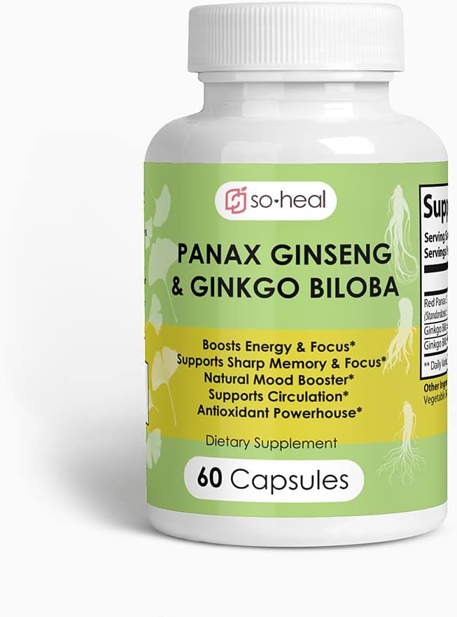 Ginseng と Ginkgo Biloba. 30 サービング. 2-in-1 非カフェインエネルギーおよび焦点の補足-エネルギー ブースター、メンタル クラリティおよび気分