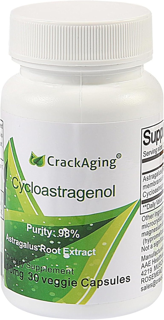 超吸収性Cycloastragenol 98% 10mg/Cap、30の帽子強さの長寿の古典の反老化の再活動化及びDNAの細胞Telomerase|Telomereの補足
