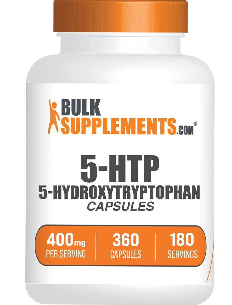 BulkSupplements.com 5-HTPカプセル - 5-Hydroxytryptophan、5 HTPサプリメント - 5-HTP 400mg、全体ウェルビーイング用 - グルテンフリー、サービングあたりの2カプセル、360カウント(パッケージ1)