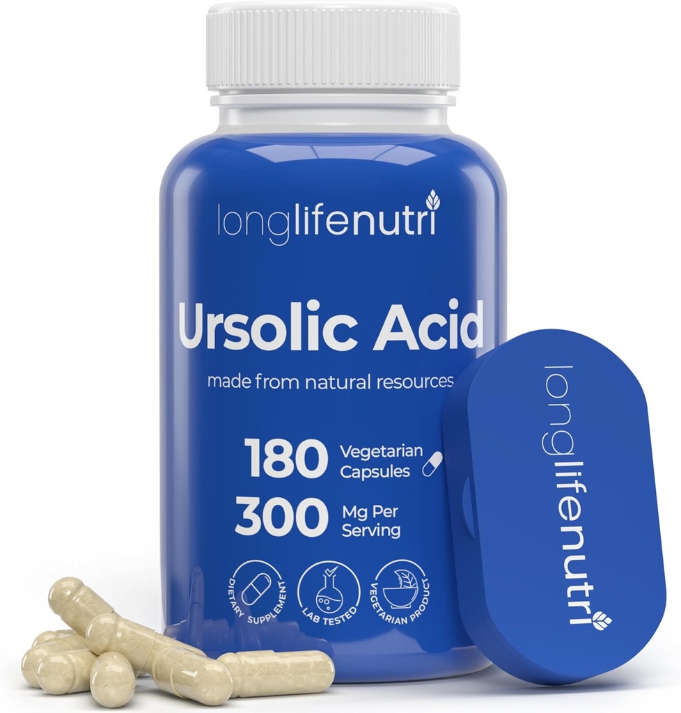 LongLifeNutriの尿素酸300mg - Rosemaryの葉のエキス、180の菜食主義者のカプセル、筋肉成長及び回復のための有機性補足、2か月の供給、実験室によってテストされる、GMPは米国で作られました