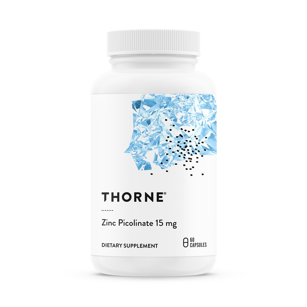 THORNE - 亜鉛ピコリネート15mg - 高吸収性亜鉛サプリメント - 免疫システム、目、皮膚と生殖健康をサポート - サードパーティ認定 - グルテン、酪農場&大豆フリー - 60カプセル