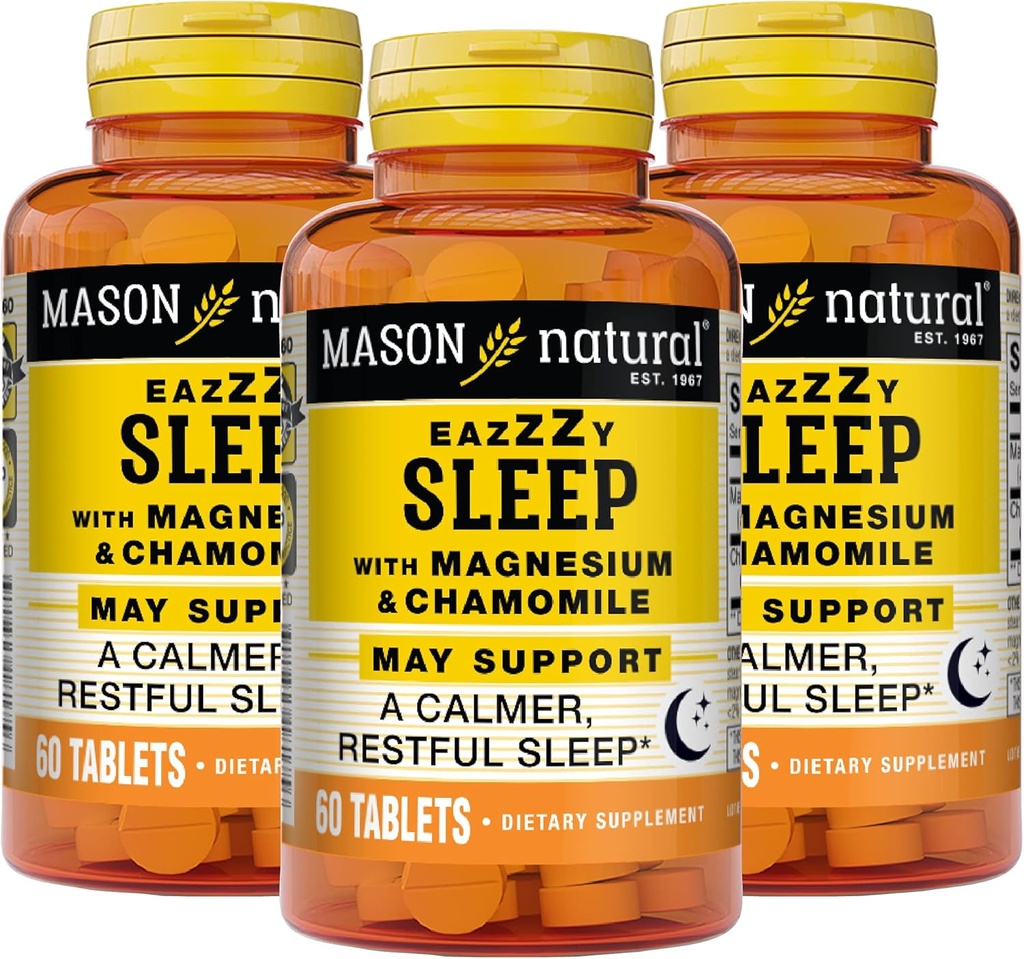 マグネシウム&カモミールでマソンナチュラルな眠り - 天然睡眠補助金、60錠(パック3)