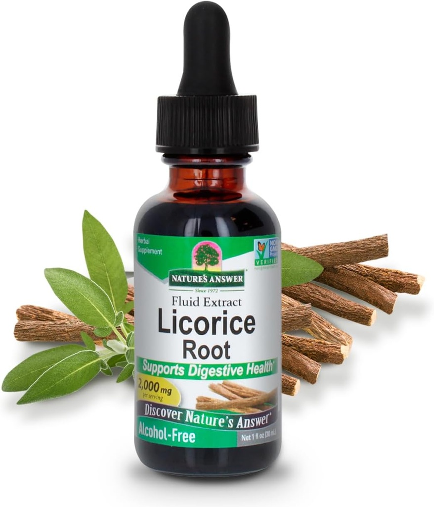 Nature's Answer Licorice Root | ハーブサプリメント | 消化器の健康をサポート | ノンGMO&コーシャ | アルコールフリー、グルテンフリー、ビーガン1oz(2パック)