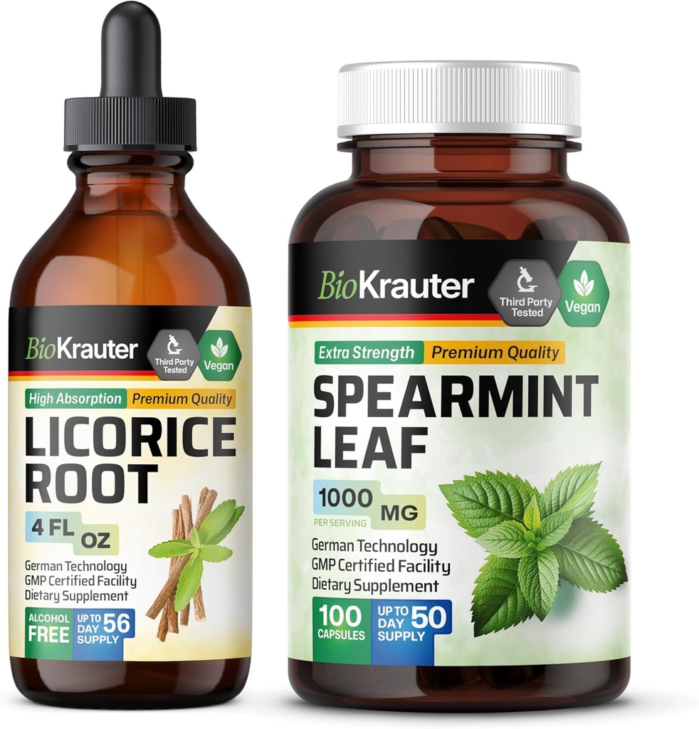 BIO KRAUTER Spearmint 100 カプセル&リコラスチンチャー 4 Fl. Oz.