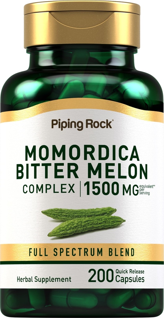 パイピングロックビターメロンカプセル | 1500mg | 200Pills | モモディカ・チャランティアエキス | 複雑なハーブサプリメント | 非GMO、グルテンフリー