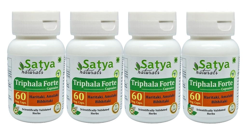 カプセル500mg. 60ベジ. カプセル | アラキ, ハリタキ, ビブヒタキエキス カプセル for 男性と女性 | アーユルヴェーダ ハーブサプリメント/救済 | 10:1 フォルテ (4 ボトル 60 カプセル)