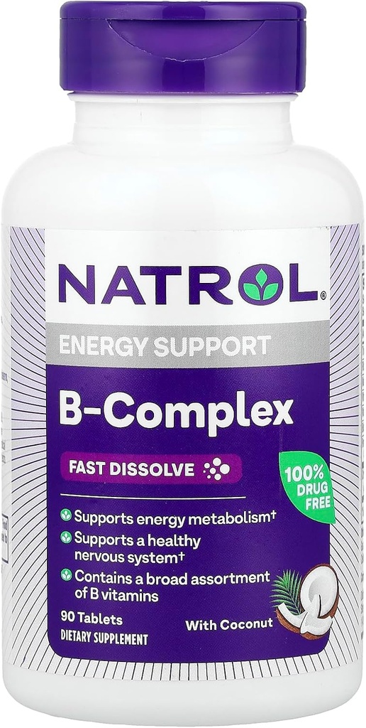 Natrol Bコンプレックス、速い分解、ココナッツ、90のタブレット