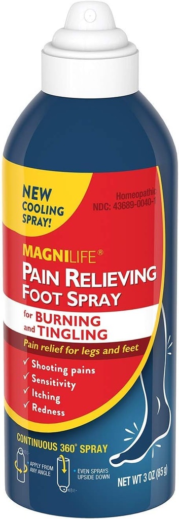 MagniLife Pain Relief Foot Spray, 3 oz, Pain Relief for Burning, Tingling or Sensitivity in Feet and Legs, No Alcohol Cooling Spray Moisturizes Dry, Cracked Heels
