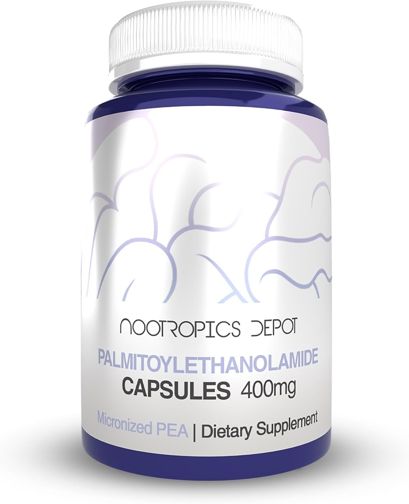 Nootropics Depot Palmitoylethanolamide Capsules | Pea | 400mg Pills | 30 Count | Supports Discomfort Relief | Promotes Joint Function