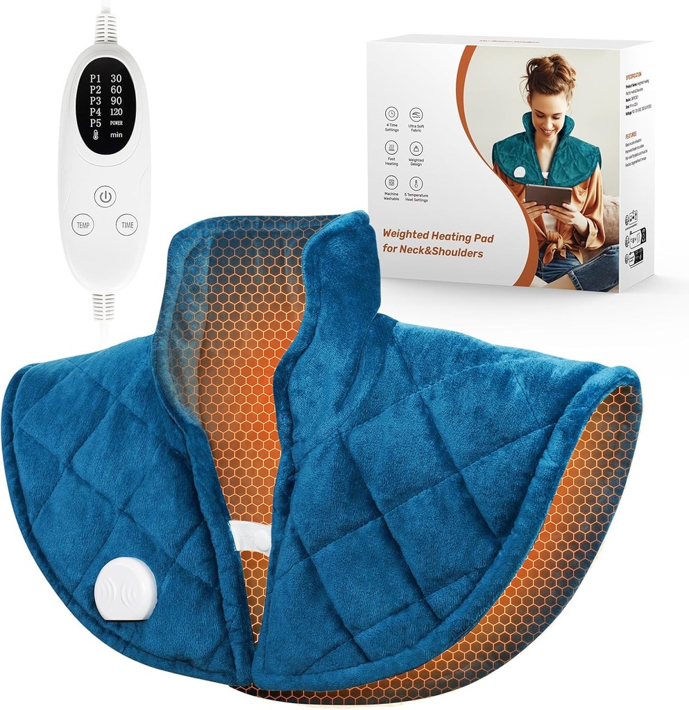 首および肩および背部のための重くされた暖房パッド、背部痛みの軽減のための2.5lb首のヒート パッド、5つの熱設定の肩のヒート パッド、4つのタイマーの設定、女性の人のためのバレンタイン デーのギフト