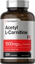 ホルバハチ アセチル L-カルニチン 1500mg | 200カプセル | 余分強さの補足 | 非GMO及びグルテンフリー