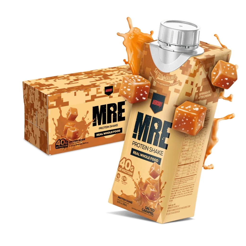 REDCON1 MRE Ready to Drink Protein Shakes, Salted Caramel - 全フードソースのプロテインドリンク - 砂糖無料RTDシェイク 燃料アツレツにフォーミュレート いつでも(12パック)