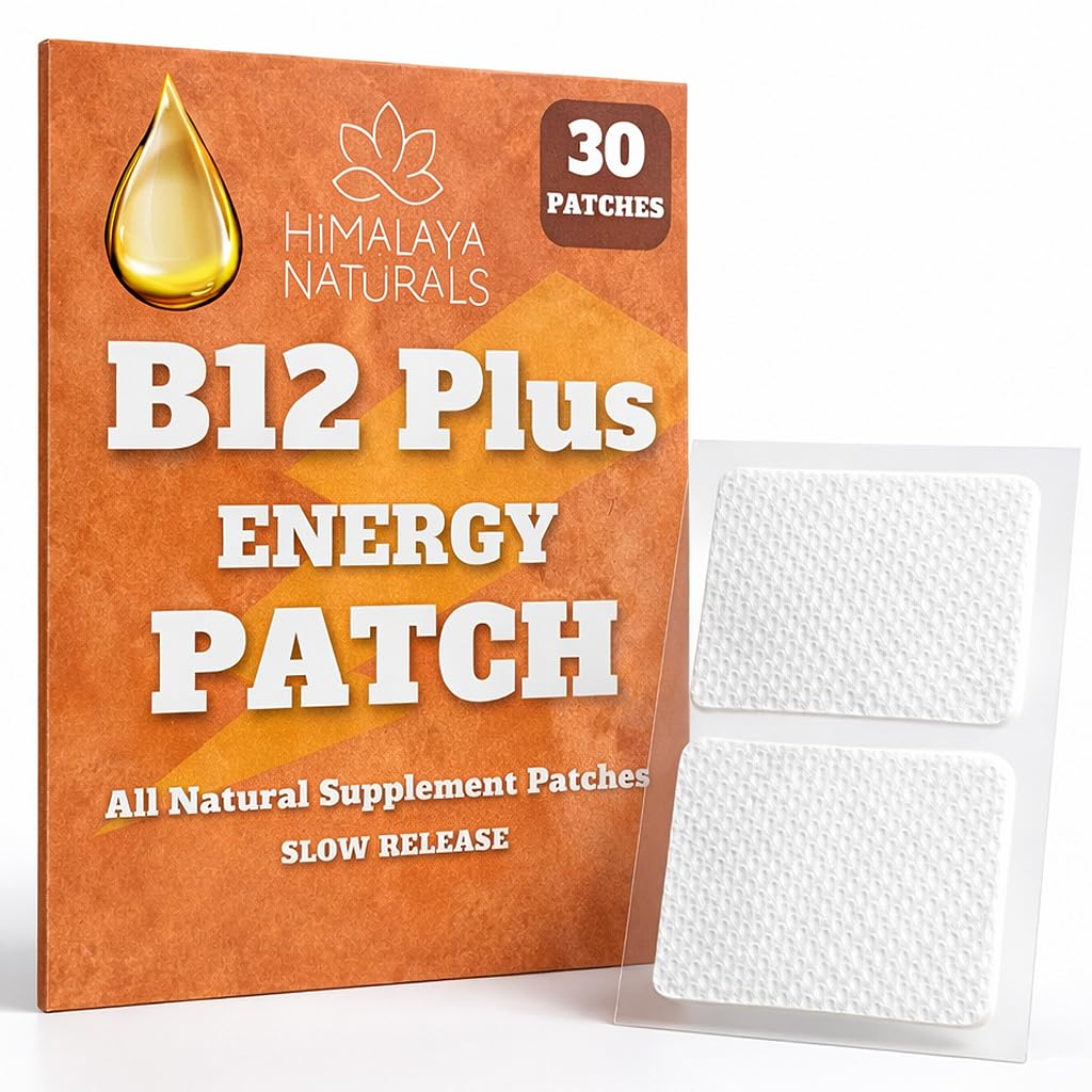 B12プラスエネルギーパッチ - エネルギーブースト、強化スタミナ&クイック回復のためのメチルコバラミンB12-30日の供給 - B12