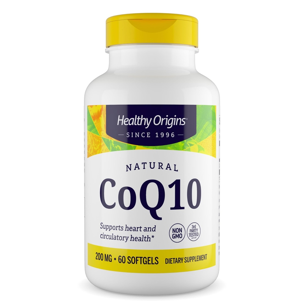 健康な起源® CoQ10 200 mg – 自然トランスイソマーUbiquinone – イースト発酵, 心臓の健康をサポート & 細胞エネルギー – 非GMO 60 Softgels