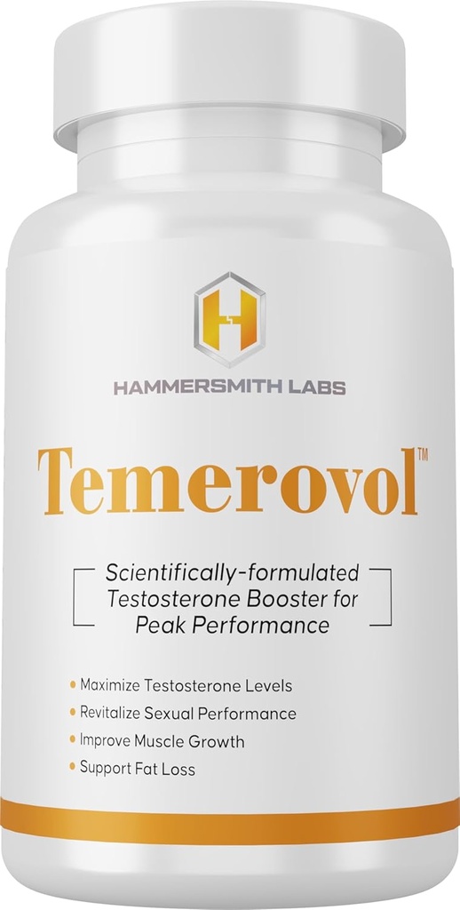Temerovol - 男性用サプリメント - エネルギー、強度、リビドーを強化 - リーンマッスルビルダー、60カプセル - 1ボトル