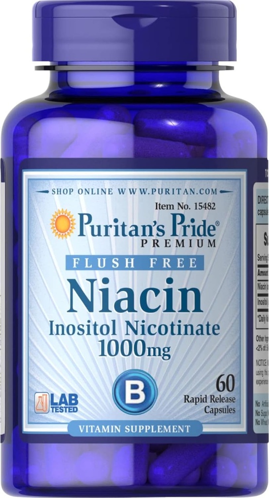 Puritans のプライドのフラッシュの自由な Niacin のイノシトール Nicotinate 1000 Mg-60 のカプセル、60 の計算