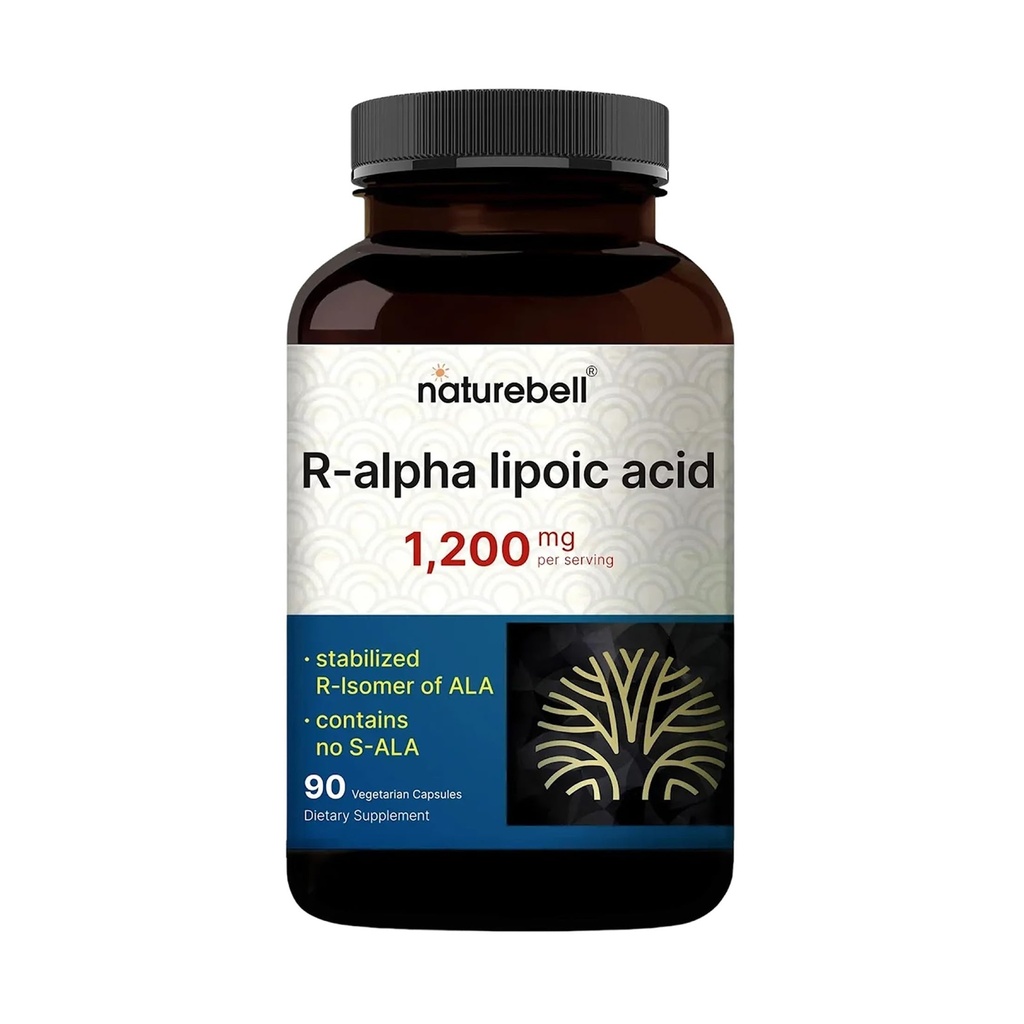 NatureBell R-Alphaリポ酸、1,200mg、90ベジーカプセル | 純正安定R-ALAのみ | 高吸収・抗酸化対応 | S-ALA | 非GMO、グルテンフリー