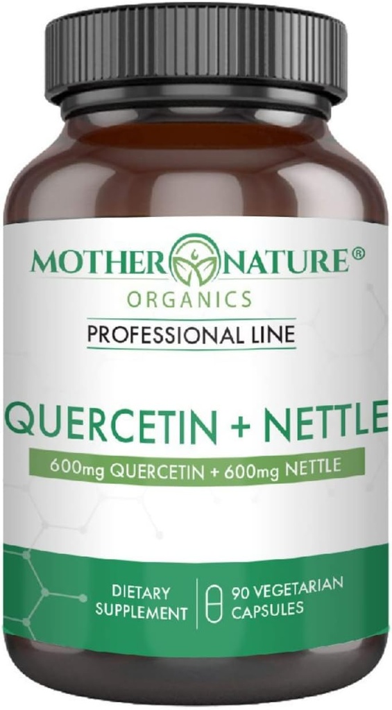 Quercetin 600mg & Nettle 600mg - Natural Flavonoids Supplement for Seasonal Irritants, Immune Response, Healthy Aging and Longevity - Non Drowsy, Non GMO, Vegan - (90 Capsules)