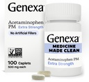 GenexaのきれいなアセトアミノフェンPM 500mgの余分強さ、染料の自由な苦痛Relieverの夜間睡眠の援助、熱心な減力剤、0%の人工的な添加物、頭痛、腰痛、マイナー関節炎の苦痛、100のタブレットを取り除きます