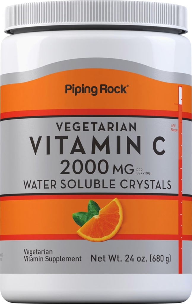 パイピングロックビタミンCパウダー | 24 oz | 2000mg | 水溶性結晶 | アスコルビン酸 | ベジタリアン・非GMO・グルテンフリーサプリメント