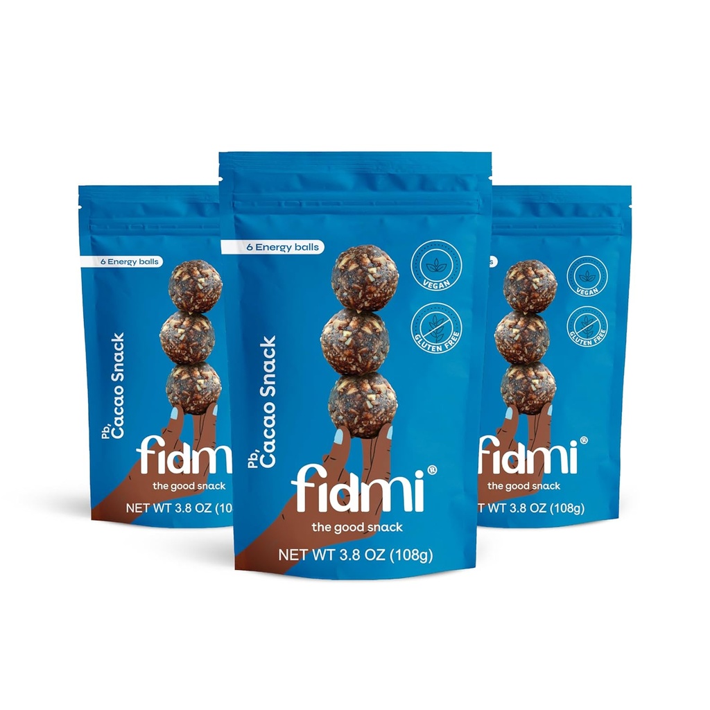 Fidmiスナックプロテインエナジーボールカカオ | VEGAN – グルテンフリー – 植物ベース – スーパーフード (カカオ) - すべての天然成分 - スナックサイズビット 3.8 oz (3カウント)