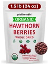 1.5 lbs (24 oz) 100% Organic Hawthorn Berries Dried Bulk | Make Hawthorn Berry Tea | European Wildcrafted Berries | Make Wellness Tea for Heart Support, Blood Pressure and Stress Relief (packaging may vary)