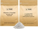 純粋な元の INGREDIENTS L-Lysine HCI および Vitamn C の粉の束、1 ポンドそれぞれ、非 GMO のグルテンフリー、食事療法の補足