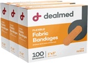 Dealmed Sterile Flexible Fabric Adhesive Bandages – 1x3 Inch – 100/Box - 3 Boxes - Breathable First Aid Strip Pack - Soft Stretch Wound Patch For Medical, Emergency Kits & Clinic